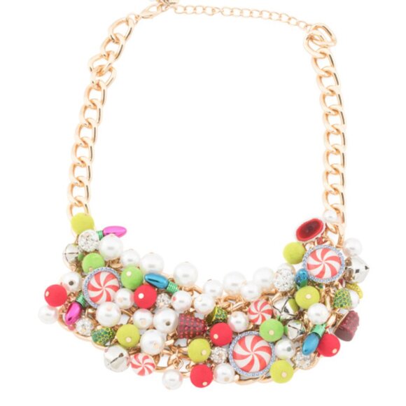 NWT BETSEY JOHNSON HOLIDAY CANDY BIB NECKLACE CHRISTMAS $198 - Picture 1 of 6